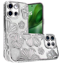 For Samsung A26 5G Case Bling Floral 3D Glitter Phone Cover + Tempered Glass