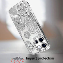 For Moto G Power 2025 Case Bling Floral 3D Glitter Phone Cover + Tempered Glass