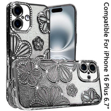 For Moto G Stylus 2025 Case Bling Floral 3D Glitter Phone Cover + Tempered Glass