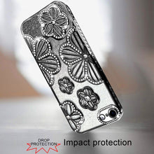 For iPhone 16e Case Bling Floral 3D Rhinestones Glitter Cover + Tempered Glass