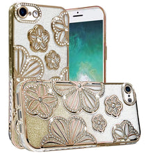 For iPhone 16e Case Bling Floral 3D Rhinestones Glitter Cover + Tempered Glass