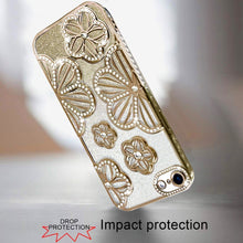 For iPhone 16e Case Bling Floral 3D Rhinestones Glitter Cover + Tempered Glass
