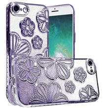 For iPhone 16e Case Bling Floral 3D Rhinestones Glitter Cover + Tempered Glass