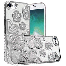 For iPhone 16e Case Bling Floral 3D Rhinestones Glitter Cover + Tempered Glass