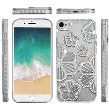 For iPhone 16e Case Bling Floral 3D Rhinestones Glitter Cover + Tempered Glass