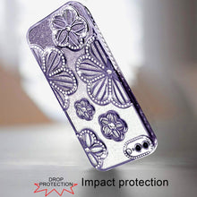 For iPhone 8 Plus/7 Plus Case Bling Floral 3D Glitter Cover + Tempered Glass