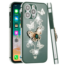For iPhone 14 PRO Case 3D Butterfly Charm Rhinestones Bling TPU Phone Cover