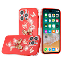 For iPhone 14 PRO Case 3D Butterfly Charm Rhinestones Bling TPU Phone Cover