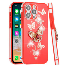 For iPhone 14 PRO Case 3D Butterfly Charm Rhinestones Bling TPU Phone Cover
