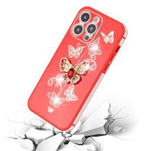 For iPhone 14 PRO Case 3D Butterfly Charm Rhinestones Bling TPU Phone Cover
