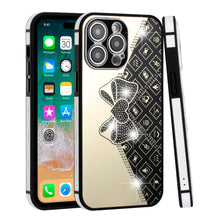 For iPhone 14 PRO Case Crystal Studs Heart and Bow Design TPU Phone Cover