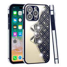 For iPhone 14 PRO Case Crystal Studs Heart and Bow Design TPU Phone Cover