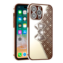 For iPhone 14 PRO Case Crystal Studs Heart and Bow Design TPU Phone Cover