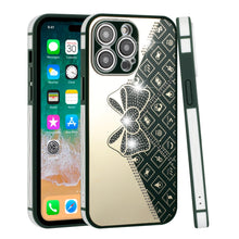 For iPhone 14 PRO Case Crystal Studs Heart and Bow Design TPU Phone Cover