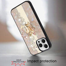 For iPhone 11 Pro Max Case Rhinestone Bling Decor Glitter Cover + Tempered Glass