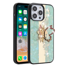 For iPhone 11 6.1 in. Case Rhinestone Bling Decor Glitter Cover + Tempered Glass