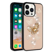 For iPhone 15 Case Rhinestone Bling Decor Glitter Phone Cover + 2 Tempered Glass