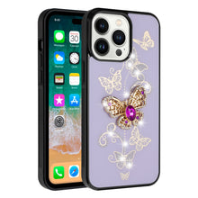 For iPhone 15 Case Rhinestone Bling Decor Glitter Phone Cover + 2 Tempered Glass