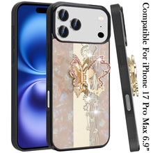 For iPhone 17 Pro Max Case Rhinestone Bling Decor Glitter Cover + Tempered Glass