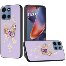 For Moto G 2025 Case Rhinestone 3D Bling Decor Glitter Cover + Tempered Glass