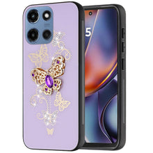 For Moto G 2025 Case Rhinestone 3D Bling Decor Glitter Cover + Tempered Glass