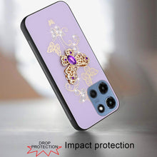 For Moto G 2025 Case Rhinestone 3D Bling Decor Glitter Cover + Tempered Glass