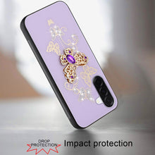 For Samsung A17 5G Case Rhinestone Bling Decor Glitter Cover + Tempered Glass