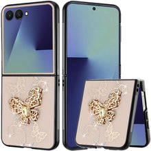 For Samsung Z Flip7 Case Rhinestone Bling Decor Glitter Cover + Tempered Glass