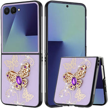 For Samsung Z Flip7 Case Rhinestone Bling Decor Glitter Cover + Tempered Glass