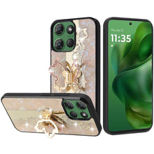 For Moto G Power 2025 Case Diamond Charms Glitter Bling Cover + Tempered Glass