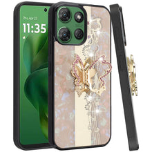 For Moto G Power 2025 Case Diamond Charms Glitter Bling Cover + Tempered Glass