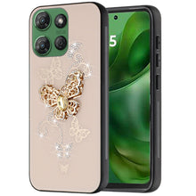 For Moto G Power 2025 Case Diamond Charms Glitter Bling Cover + Tempered Glass