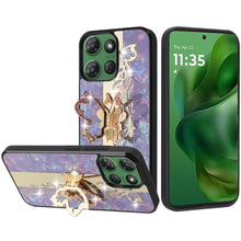 For Moto G Power 2025 Case Diamond Charms Glitter Bling Cover + Tempered Glass