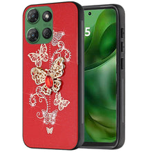 For Moto G Power 2025 Case Diamond Charms Glitter Bling Cover + Tempered Glass