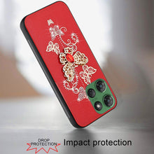 For Moto G Power 2025 Case Diamond Charms Glitter Bling Cover + Tempered Glass