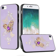 For iPhone 16e Case Rhinestone Bling Decor Glitter Phone Cover + Tempered Glass
