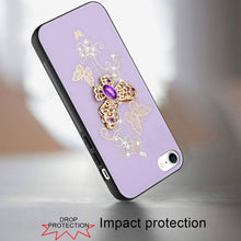 For iPhone 16e Case Rhinestone Bling Decor Glitter Phone Cover + Tempered Glass
