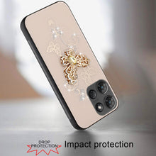 For Moto G Stylus 2025 Case Diamond Charms Glitter Bling Cover + Tempered Glass