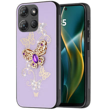 For Moto G Stylus 2025 Case Diamond Charms Glitter Bling Cover + Tempered Glass