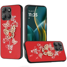 For Moto G Stylus 2025 Case Diamond Charms Glitter Bling Cover + Tempered Glass