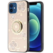 For iPhone 12/12 Pro Case Rhinestone Bling Decor Glitter Cover + Tempered Glass