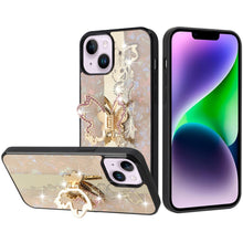 For iPhone 13/14 Case Rhinestone Bling Decor Glitter Cover + Tempered Glass