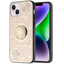 For iPhone 13/14 Case Rhinestone Bling Decor Glitter Cover + Tempered Glass