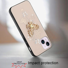 For iPhone 13/14 Case Rhinestone Bling Decor Glitter Cover + Tempered Glass