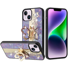 For iPhone 13/14 Case Rhinestone Bling Decor Glitter Cover + Tempered Glass