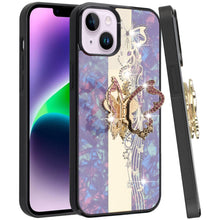 For iPhone 13/14 Case Rhinestone Bling Decor Glitter Cover + Tempered Glass