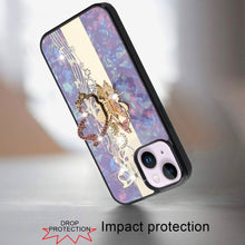 For iPhone 13/14 Case Rhinestone Bling Decor Glitter Cover + Tempered Glass