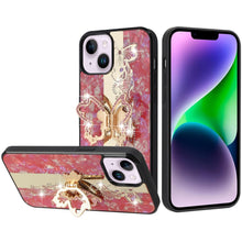 For iPhone 13/14 Case Rhinestone Bling Decor Glitter Cover + Tempered Glass