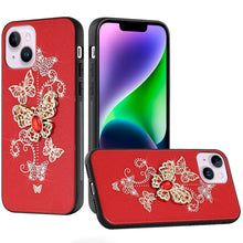 For iPhone 13/14 Case Rhinestone Bling Decor Glitter Cover + Tempered Glass