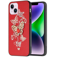 For iPhone 13/14 Case Rhinestone Bling Decor Glitter Cover + Tempered Glass